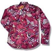 View Item Chenaski Ltd Edition Retro 60's 70's Butterfly Wing Print Long Sleeve Shirt Wine